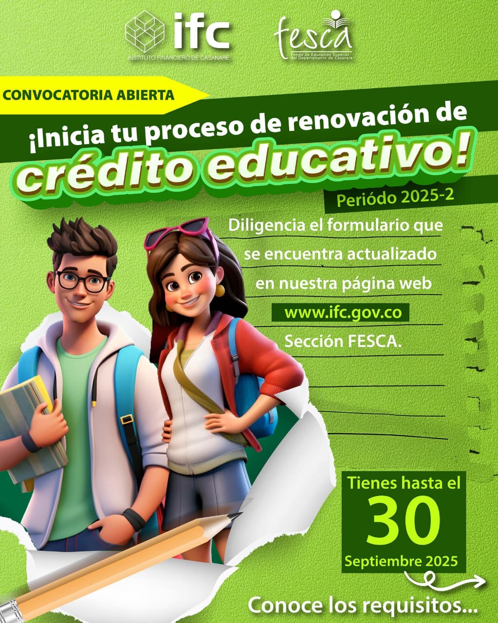 El IFC abre convocatoria para renovación de crédito educativo FESCA 2025-11